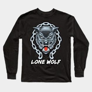 Cool Angry Lone Wolf Long Sleeve T-Shirt